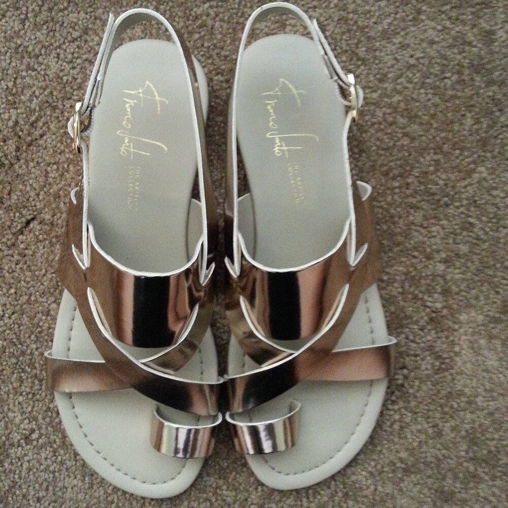 Franco Sarto Strappy Flat Sandals size 5.5 Gold Gia